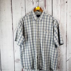 Address Unknown Casual Button Down Shirt Mens Size XL Plaid Short Sleeve Beige
